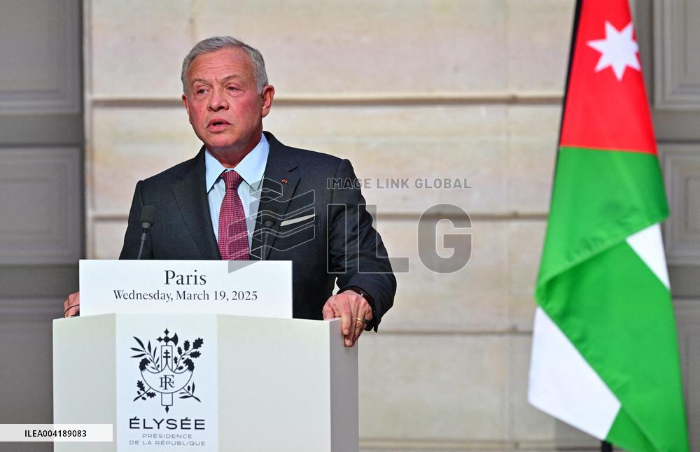 President Macron And King Abdallah II Joint Press Conference - Paris