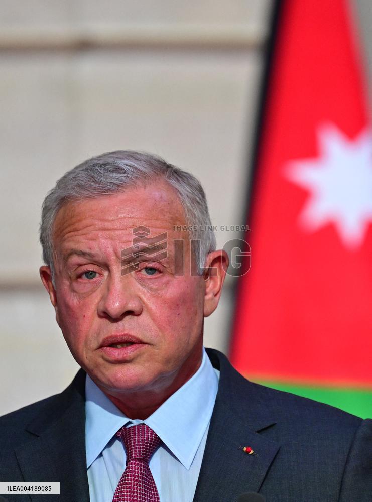 President Macron And King Abdallah II Joint Press Conference - Paris