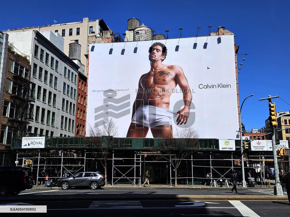 Bad Bunny On Calvin Klein Advertising Billboard - NYC