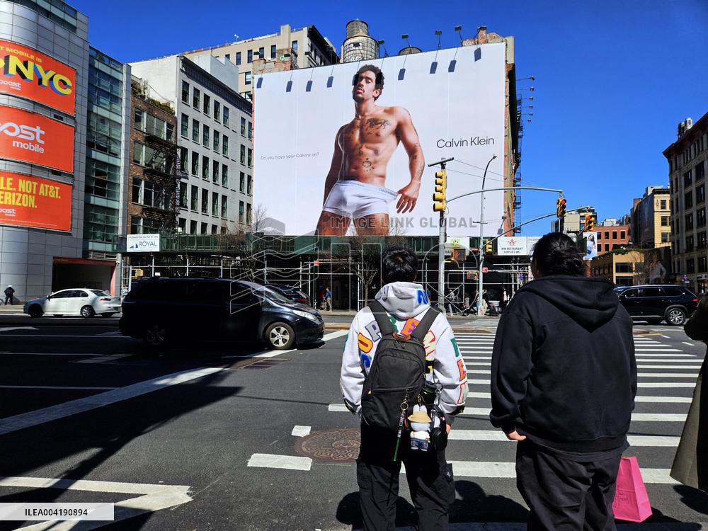 Bad Bunny On Calvin Klein Advertising Billboard - NYC