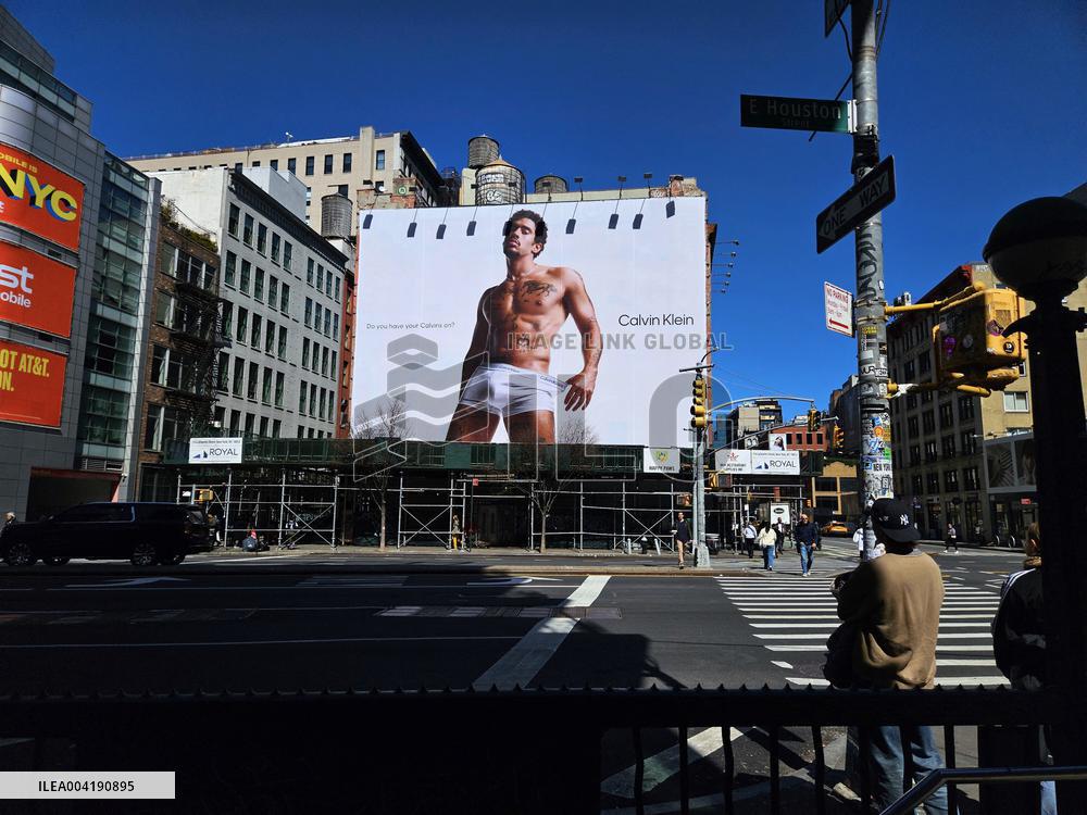 Bad Bunny On Calvin Klein Advertising Billboard - NYC