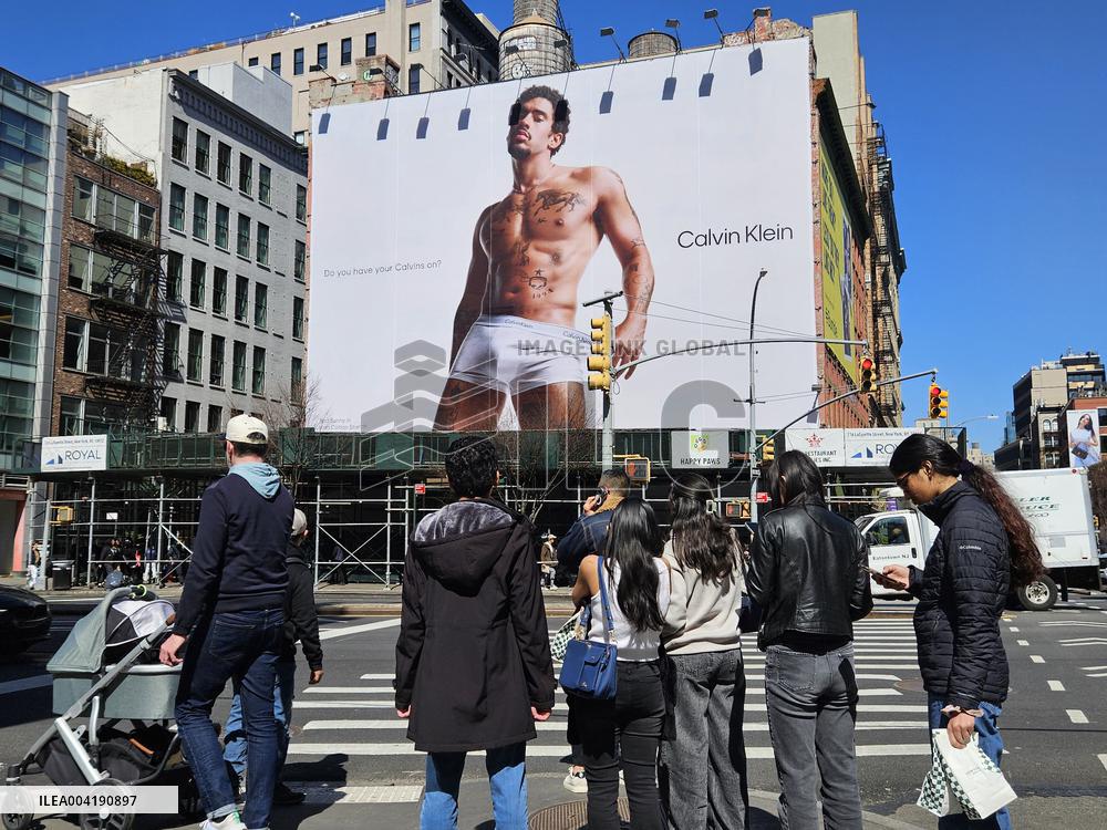Bad Bunny On Calvin Klein Advertising Billboard - NYC