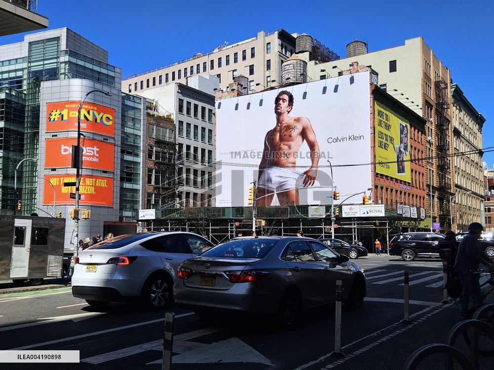 Bad Bunny On Calvin Klein Advertising Billboard - NYC
