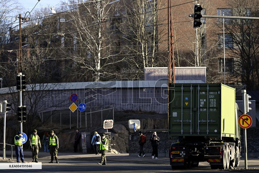 Ukrainian President Volodymyr Zelensky leaving Finland