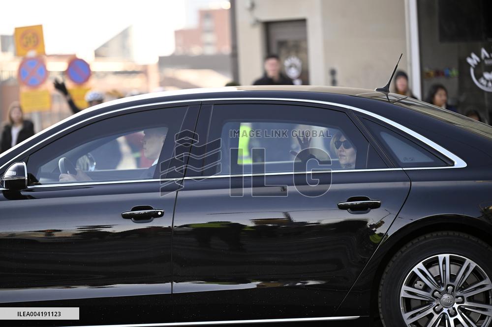 Ukrainian President Volodymyr Zelensky leaving Finland