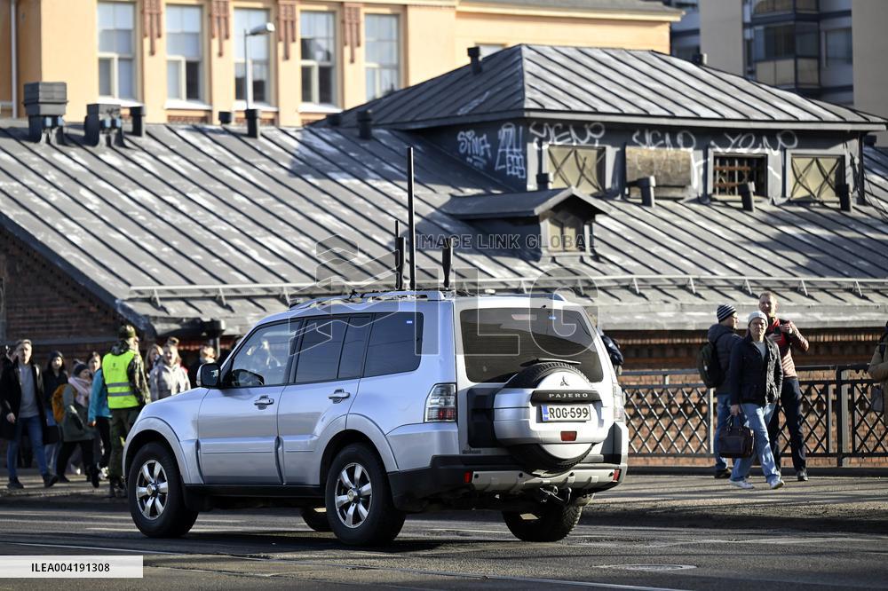 Ukrainian President Volodymyr Zelensky leaving Finland