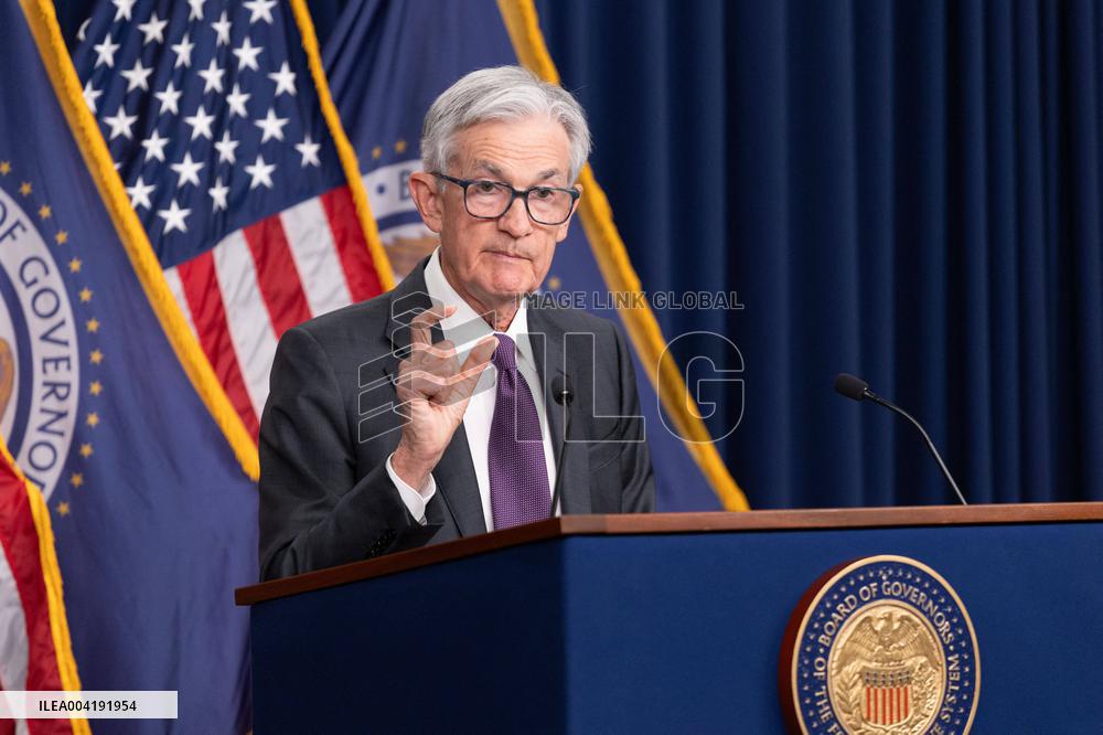 US Federal Reserve Chair Jerome Powell At A Press Conference - DC