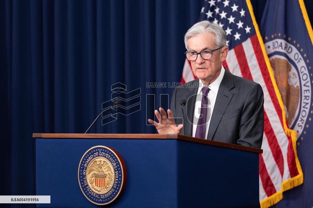 US Federal Reserve Chair Jerome Powell At A Press Conference - DC