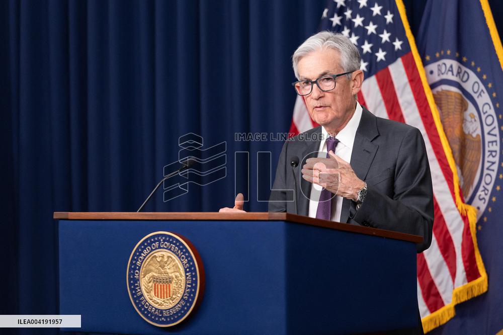 US Federal Reserve Chair Jerome Powell At A Press Conference - DC
