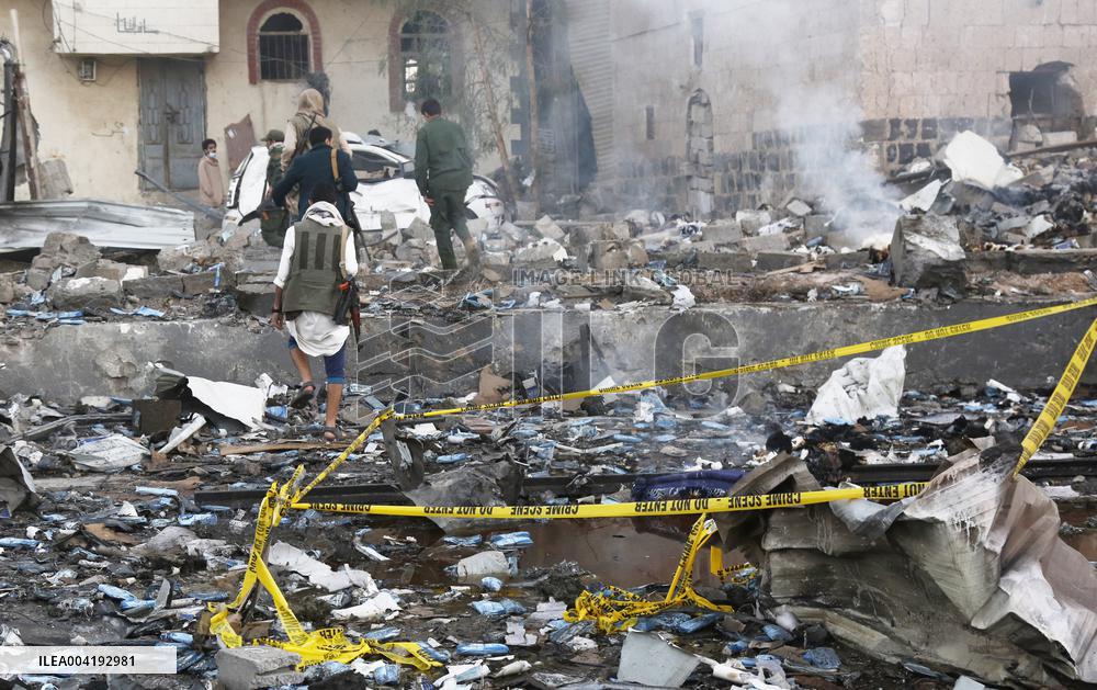 Destroyed Buildings After Usairstrikes - Yemen