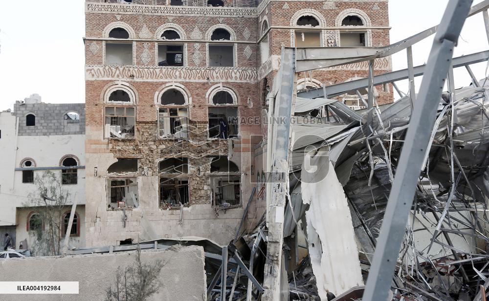 Destroyed Buildings After Usairstrikes - Yemen