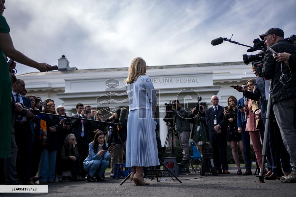 White House Press Secretary Karoline Leavitt Gaggles Outside Oval