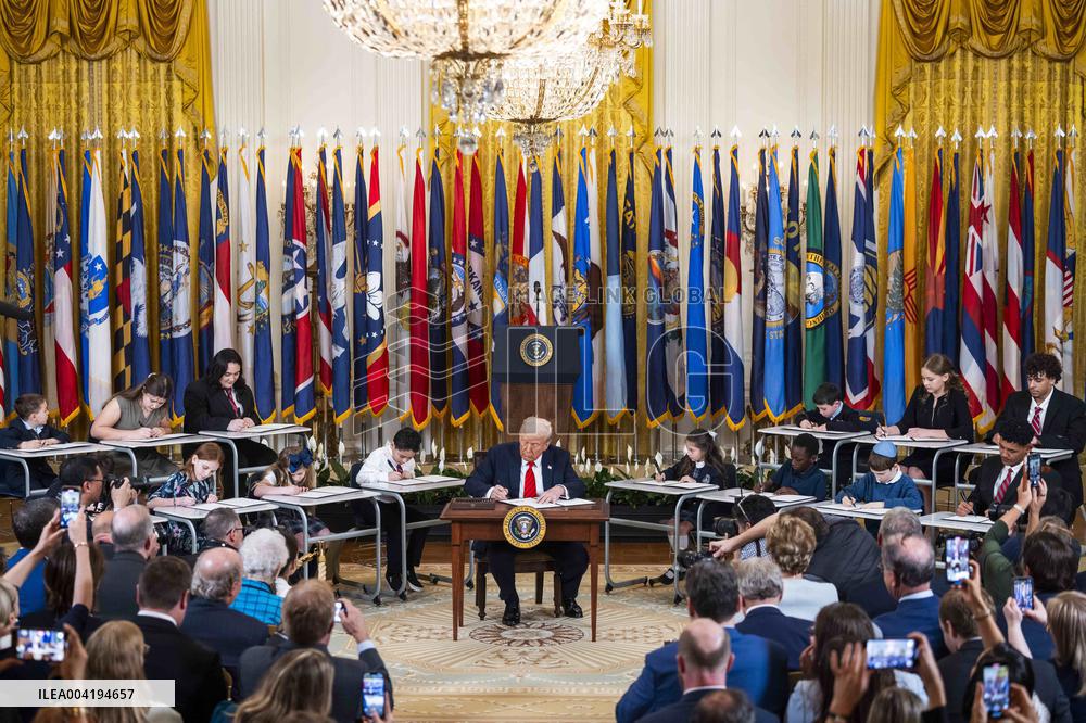 President Trump signs executive order aimed at downsizing the Department of Education