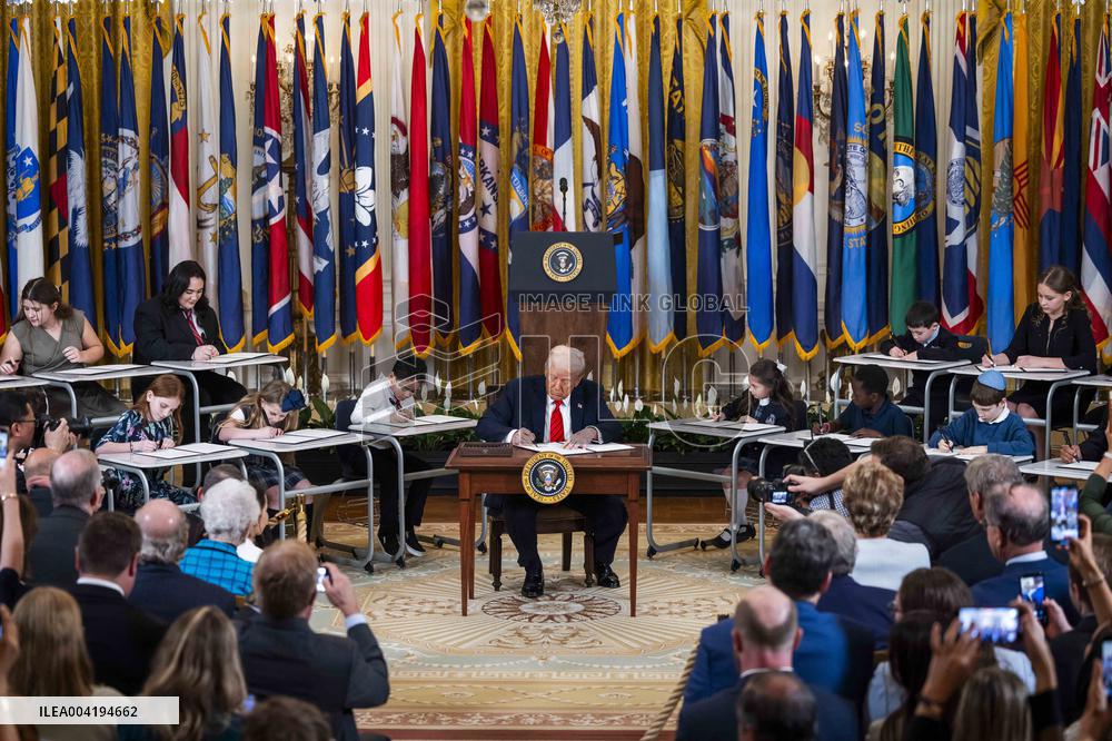 President Trump signs executive order aimed at downsizing the Department of Education