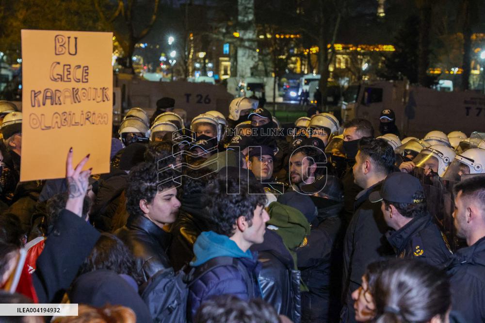 University students protest In front of Istanbul Municipality in Sarachane - Istanbul