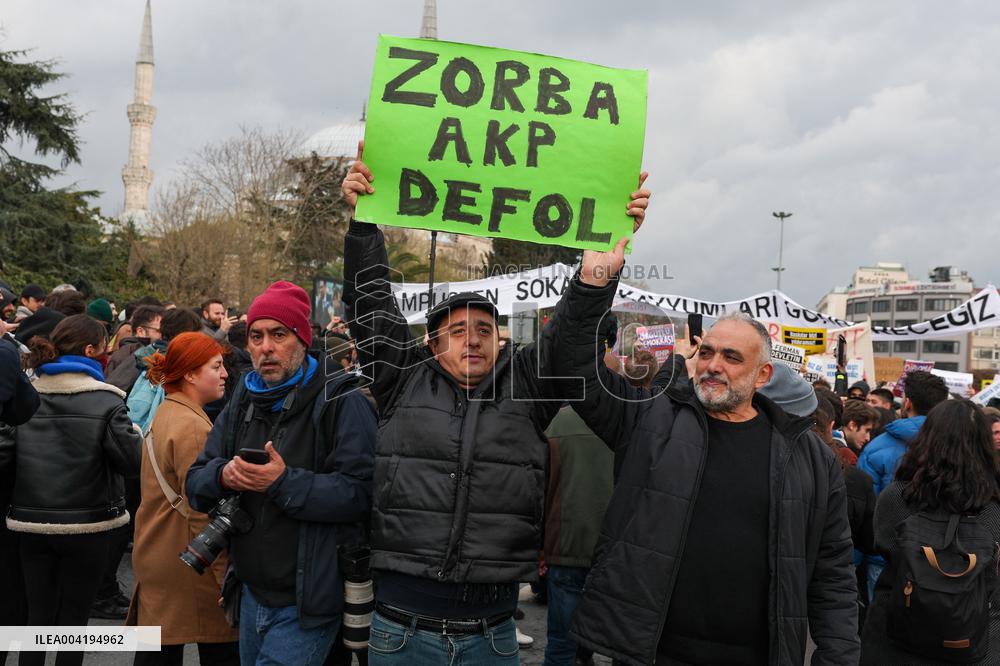 University students protest In front of Istanbul Municipality in Sarachane - Istanbul