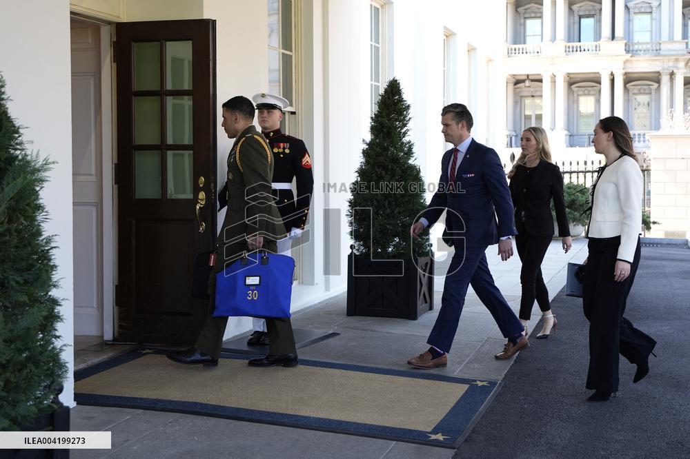 Pete Hegseth outside the White House - Washington