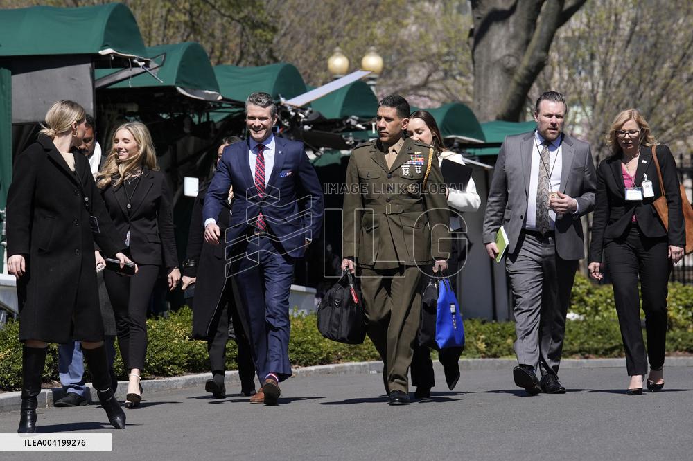 Pete Hegseth outside the White House - Washington