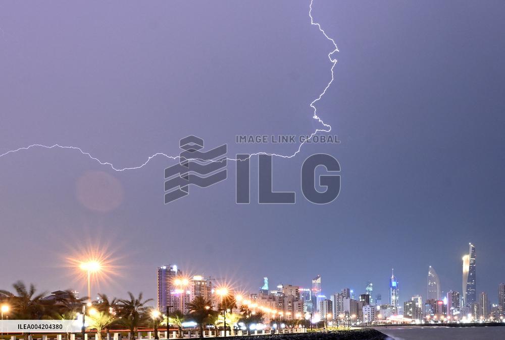 Llightning Over The Skyline Of Kuwait City- Kuwait