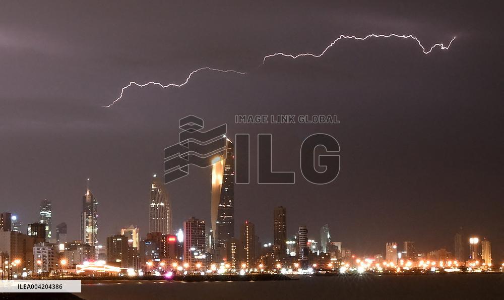 Llightning Over The Skyline Of Kuwait City- Kuwait