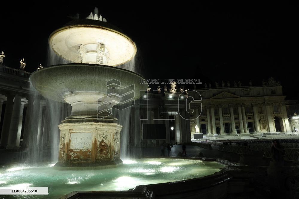 Earth Hour Day:  The lights of the dome of St. Peter's Basilica will be turned off for one hour, energy saving on march 22, 2025