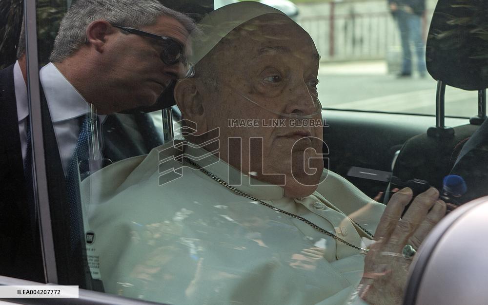 Pope Francis Leaves Agostino Gemelli Polyclinic - Rome