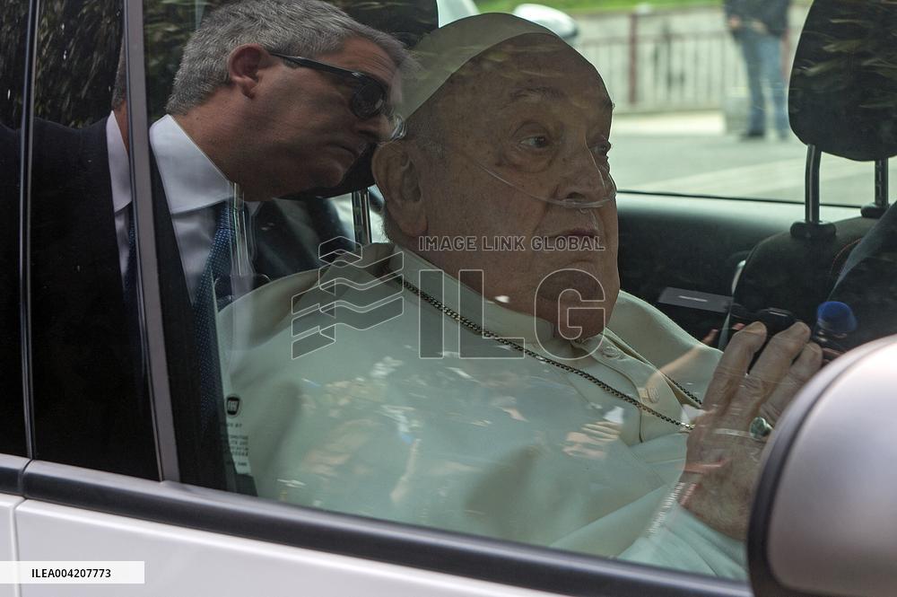 Pope Francis Leaves Agostino Gemelli Polyclinic - Rome