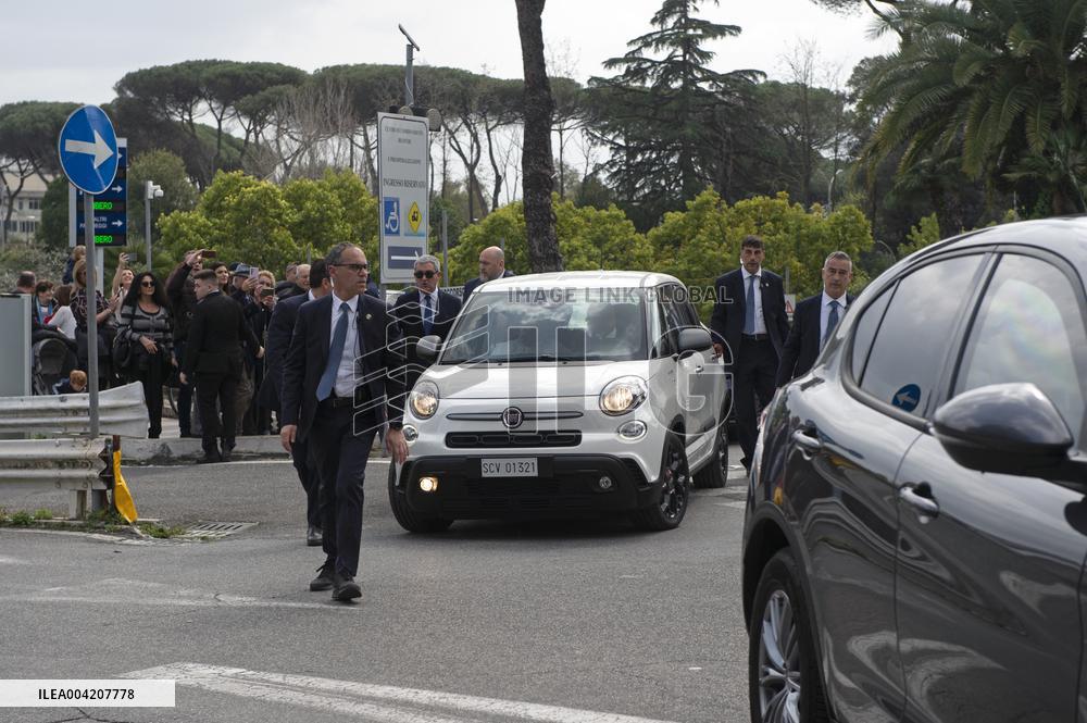 Pope Francis Leaves Agostino Gemelli Polyclinic - Rome