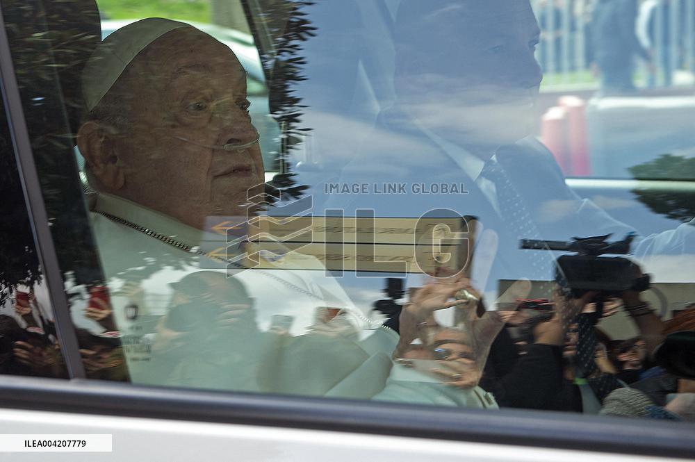 Pope Francis Leaves Agostino Gemelli Polyclinic - Rome