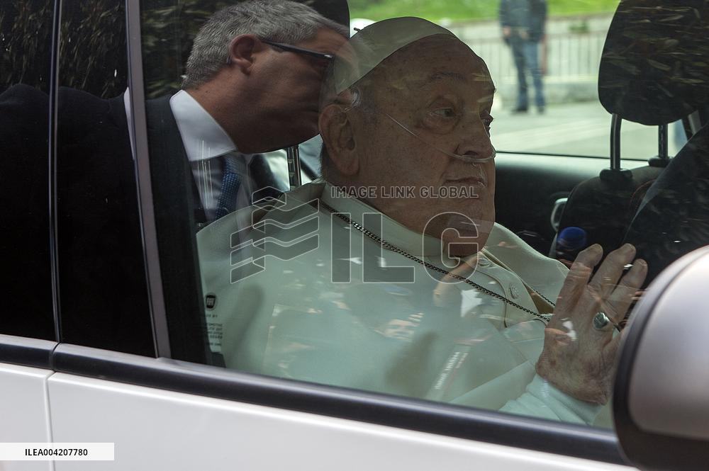 Pope Francis Leaves Agostino Gemelli Polyclinic - Rome