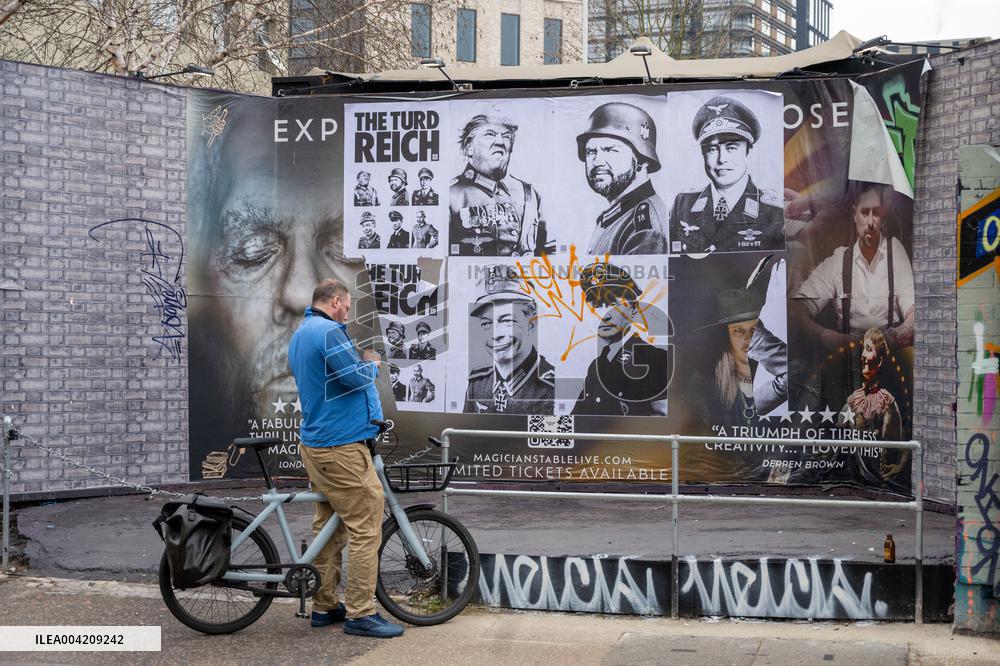 Nazi posters of Elon Musk and Donald Trump - London
