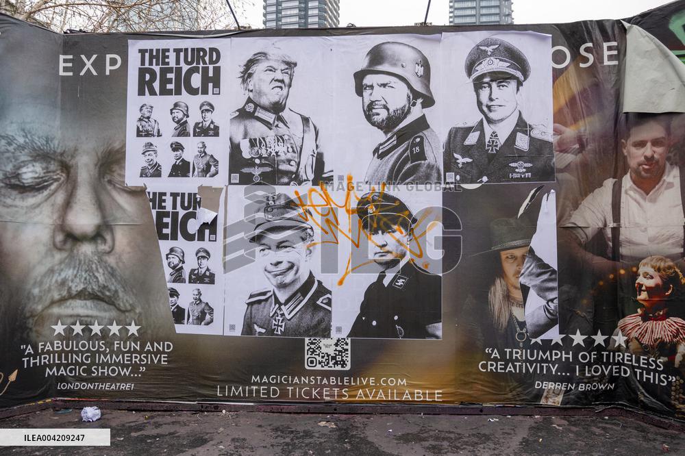 Nazi posters of Elon Musk and Donald Trump - London