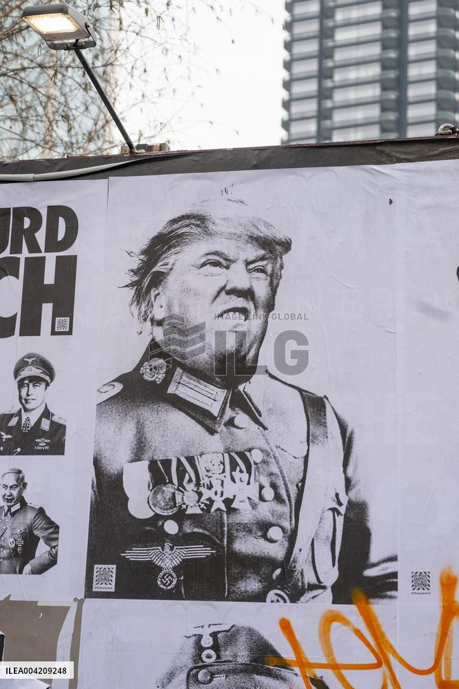 Nazi posters of Elon Musk and Donald Trump - London