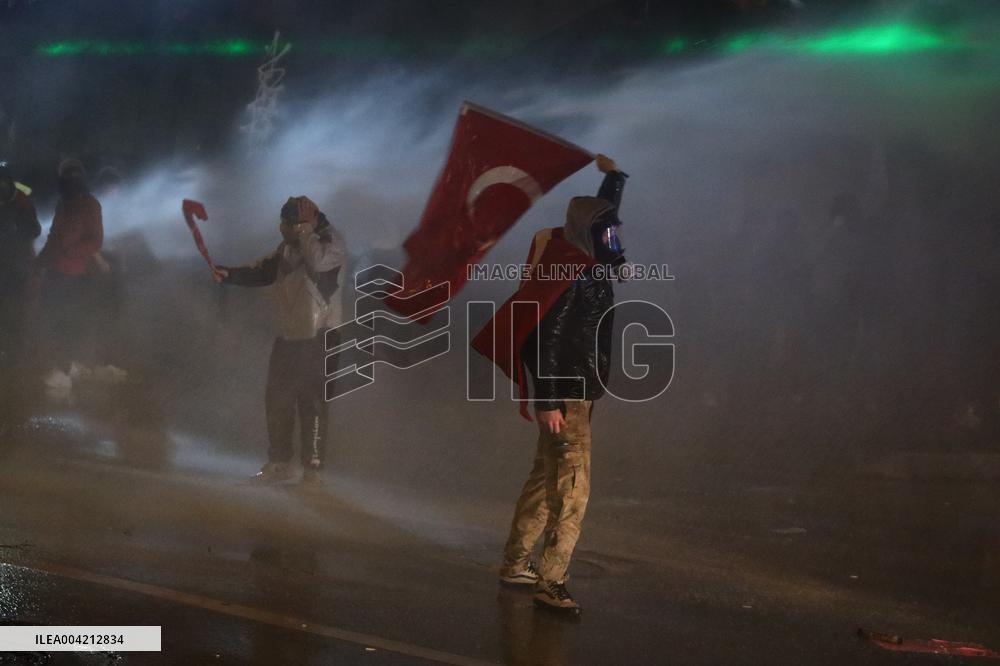 Protests In Ankara Intensify For Fourth Night Over Istanbul Mayor Jailed