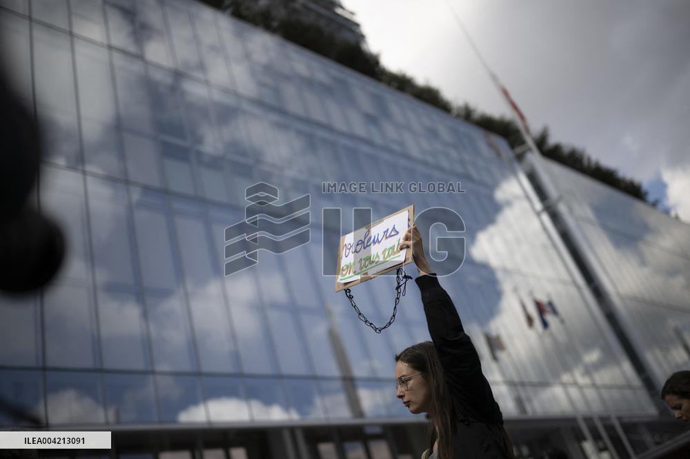 Protest at Depardieu Sexual Assault Trial - Paris