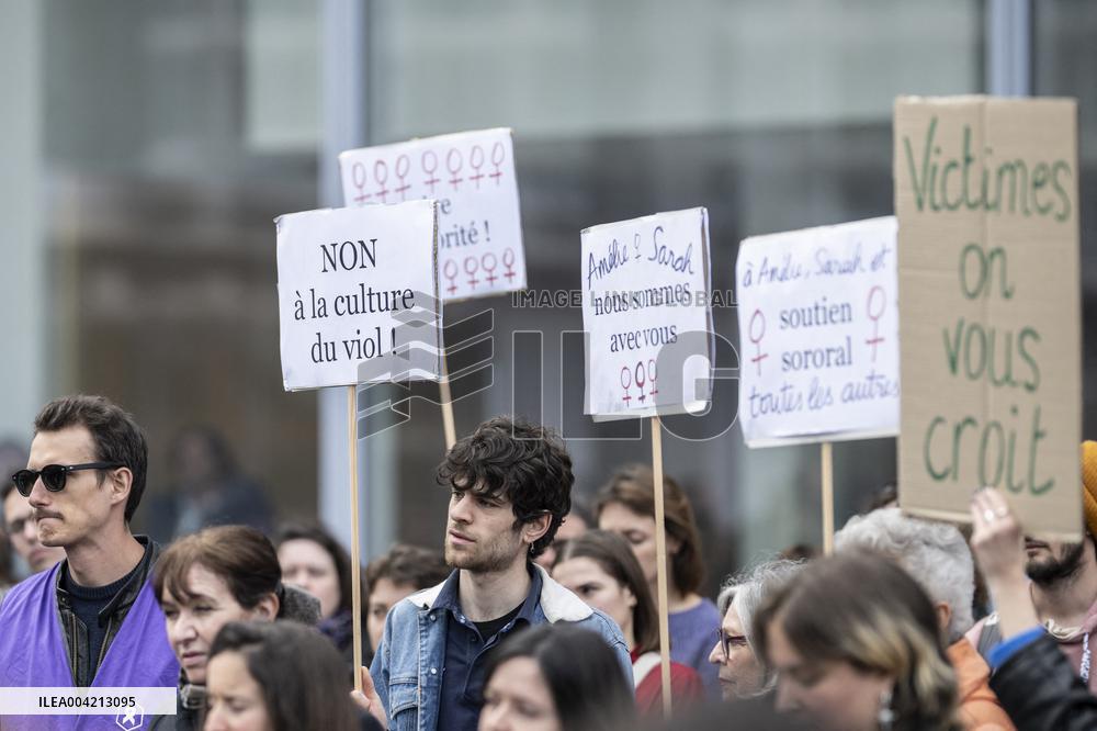 Protest at Depardieu Sexual Assault Trial - Paris