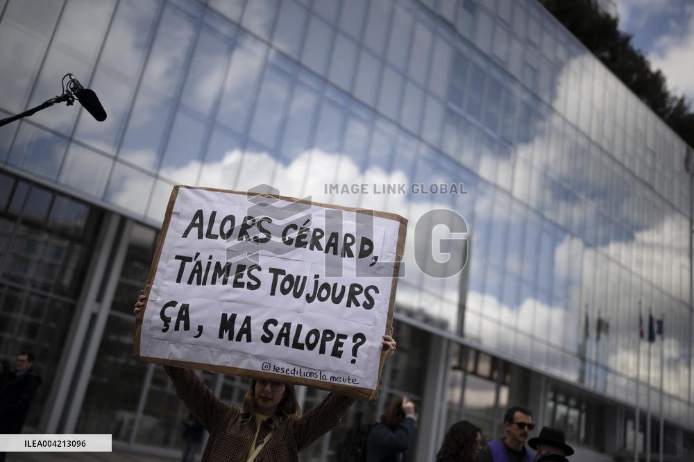 Protest at Depardieu Sexual Assault Trial - Paris
