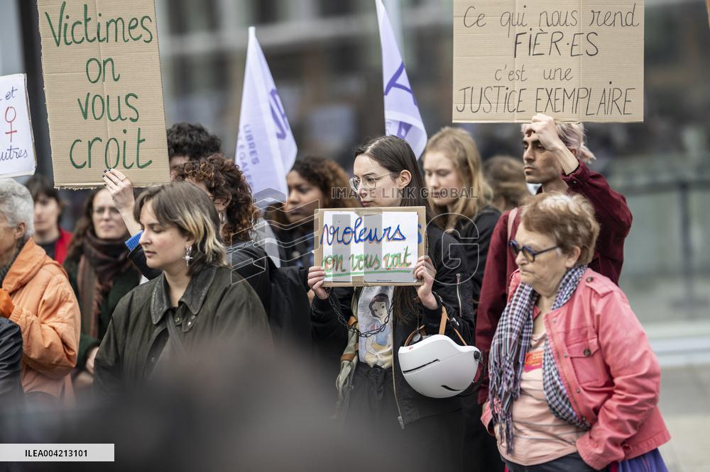 Protest at Depardieu Sexual Assault Trial - Paris