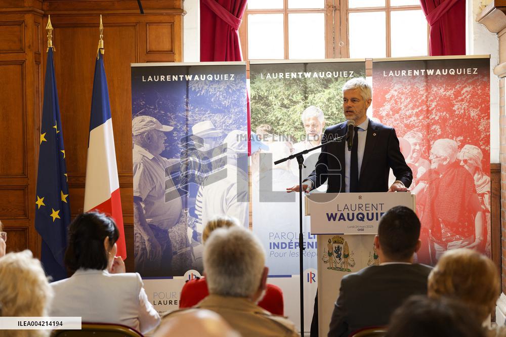 Laurent Wauquiez during a campaign meeting - Compiegne
