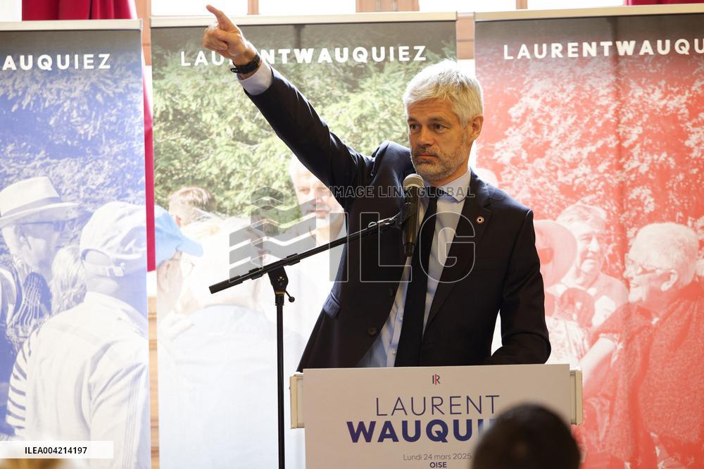 Laurent Wauquiez during a campaign meeting - Compiegne