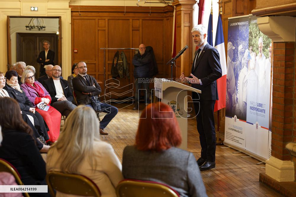 Laurent Wauquiez during a campaign meeting - Compiegne