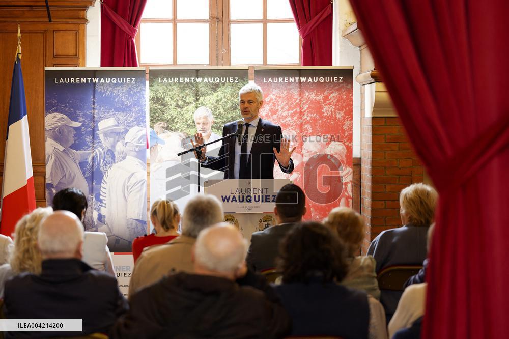 Laurent Wauquiez during a campaign meeting - Compiegne