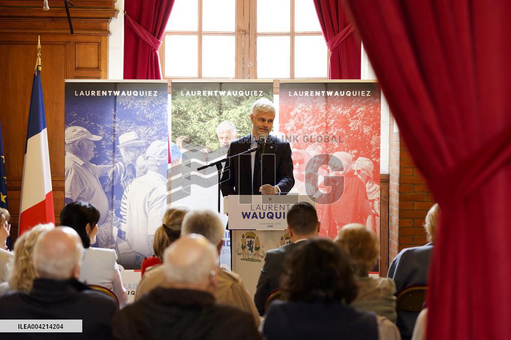 Laurent Wauquiez during a campaign meeting - Compiegne