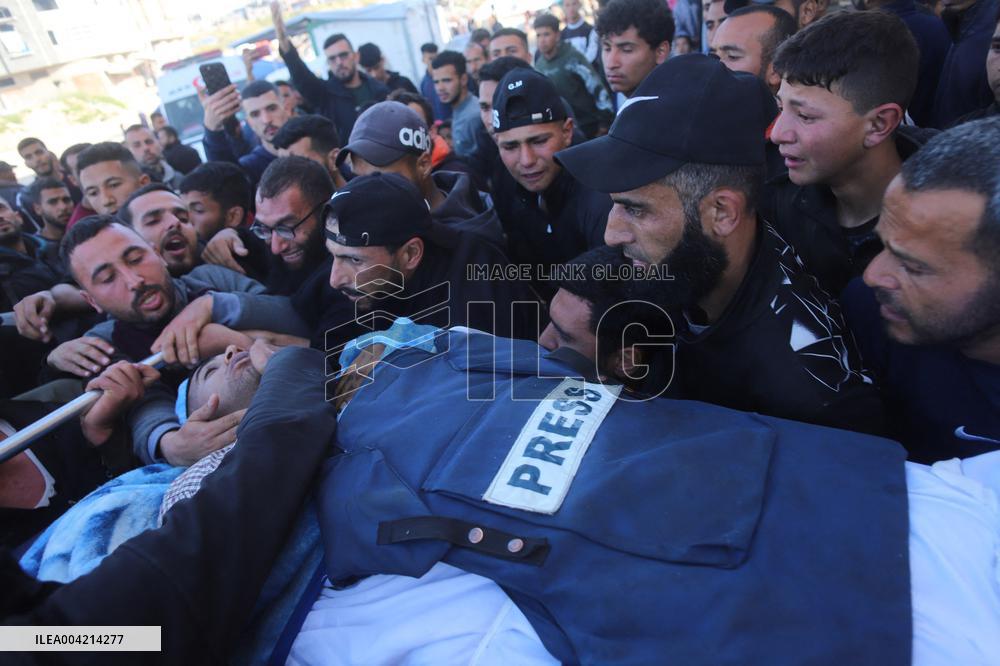 The funeral of Palestinian journalist in Beit Lahia - Gaza