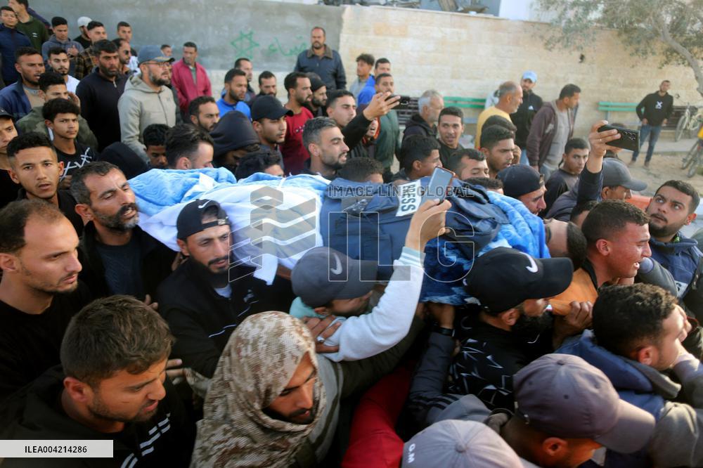 The funeral of Palestinian journalist in Beit Lahia - Gaza