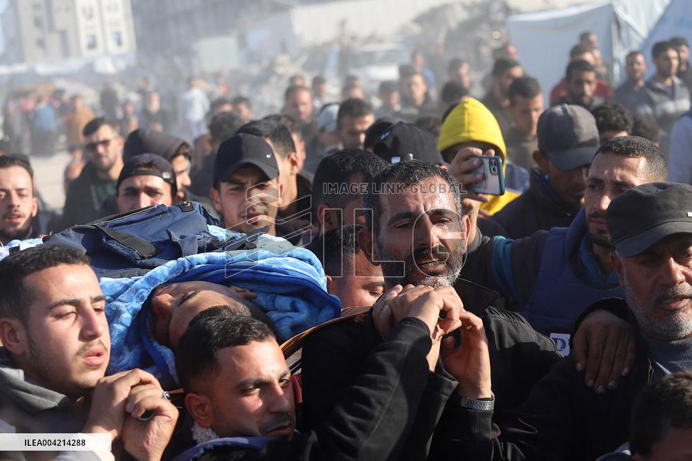 The funeral of Palestinian journalist in Beit Lahia - Gaza