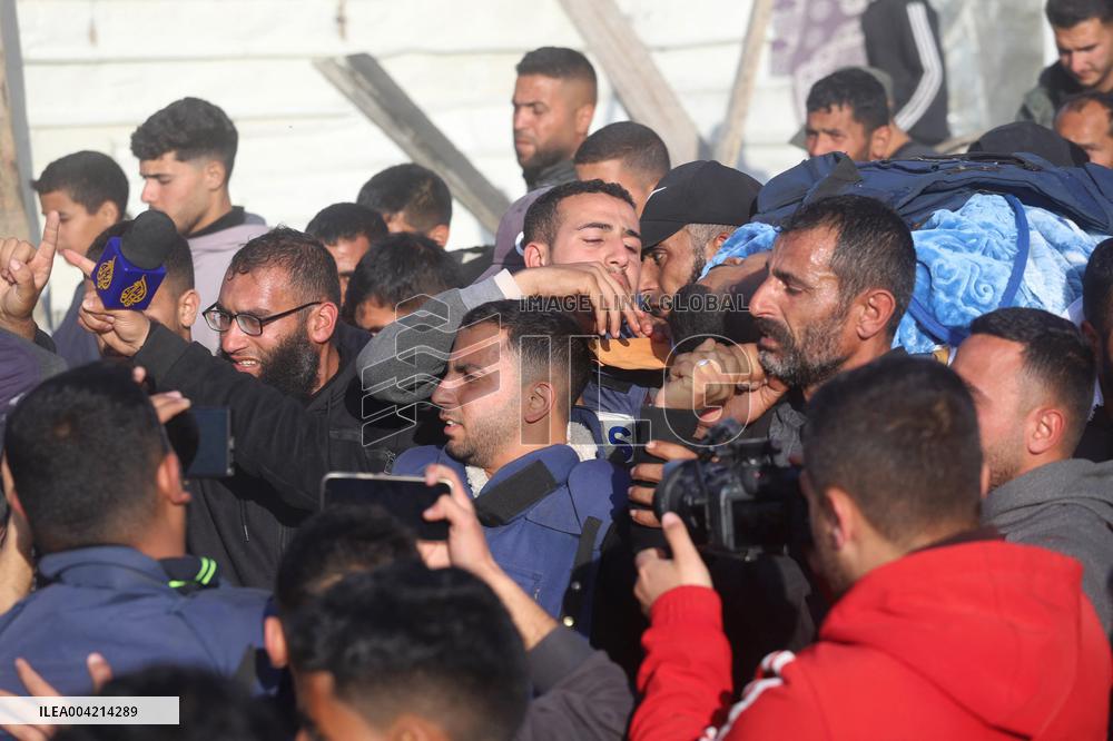 The funeral of Palestinian journalist in Beit Lahia - Gaza