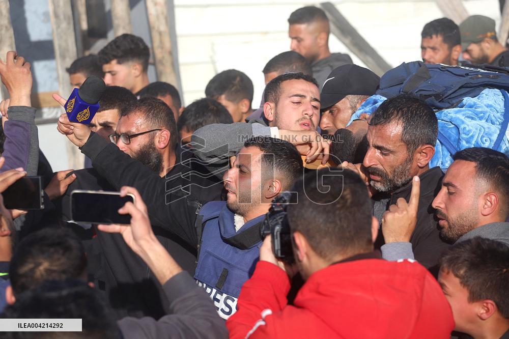 The funeral of Palestinian journalist in Beit Lahia - Gaza