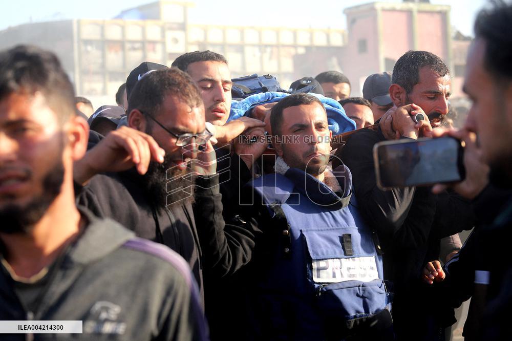 The funeral of Palestinian journalist in Beit Lahia - Gaza