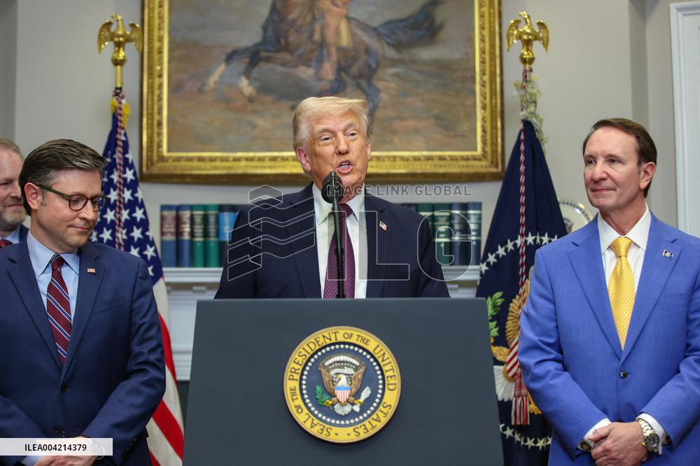 DC: President Donald Trump speaks alongside Louisiana Governor Jeff Landry